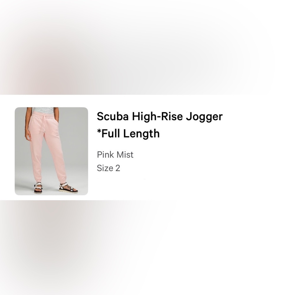 scuba high rise jogger full length size 2 color pink mist